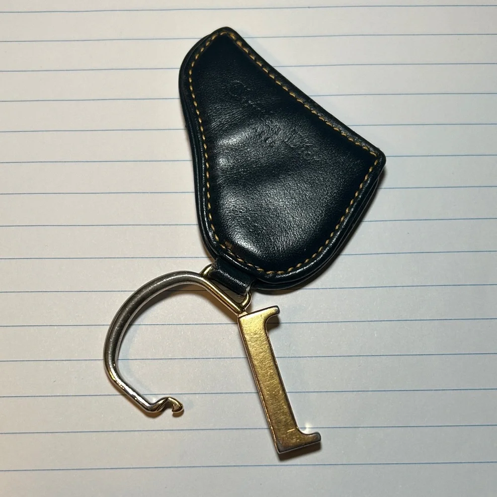 263. Dior Blue and Cream Saddle Key Holder/Charm w/coa